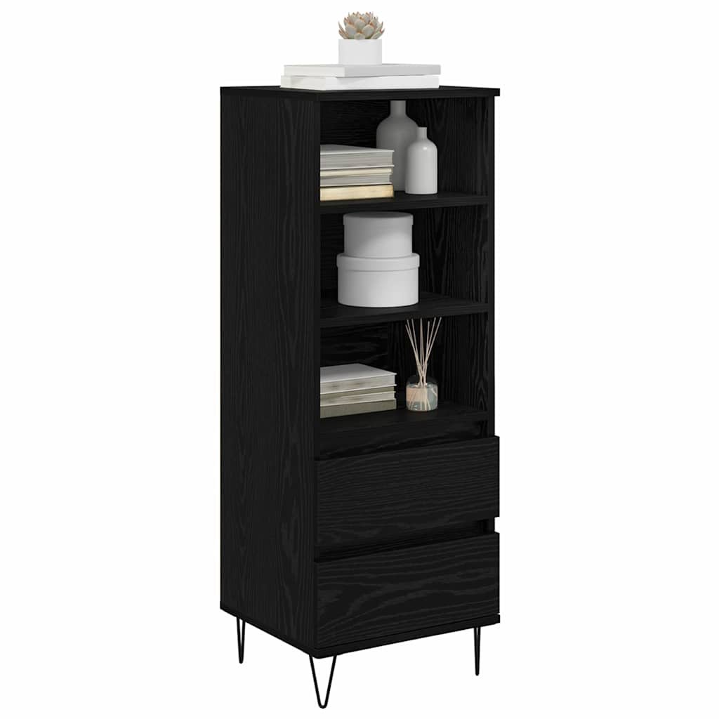 Highboard med skuffe Sort eg 40 x 36 x 110 cm Konstrueret træ