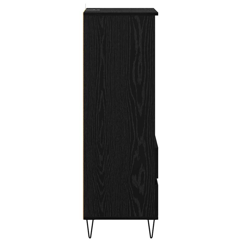 Highboard med skuffe Sort eg 40 x 36 x 110 cm Konstrueret træ