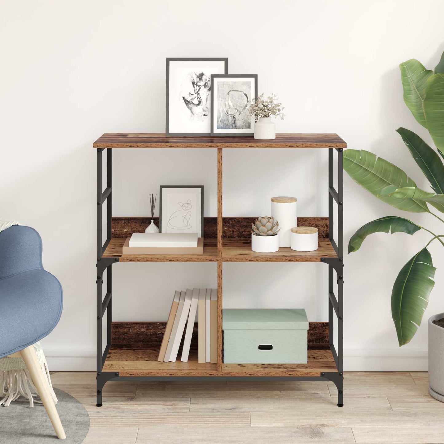 Bogreol Gammelt træ 78,5 x 33 x 82 cm Konstrueret træ
