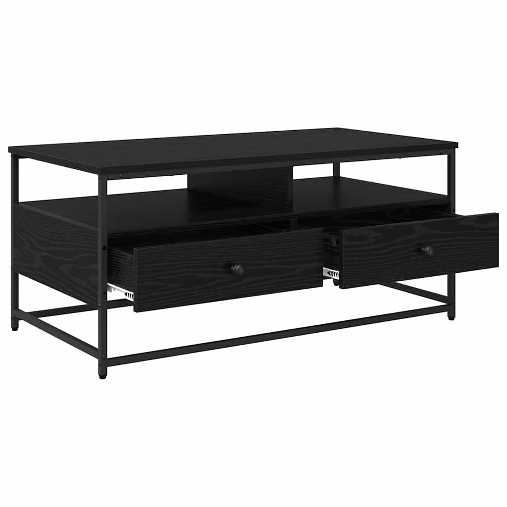 Sofabord med skuffe Sort eg 100 x 51 x 45 cm Konstrueret træ