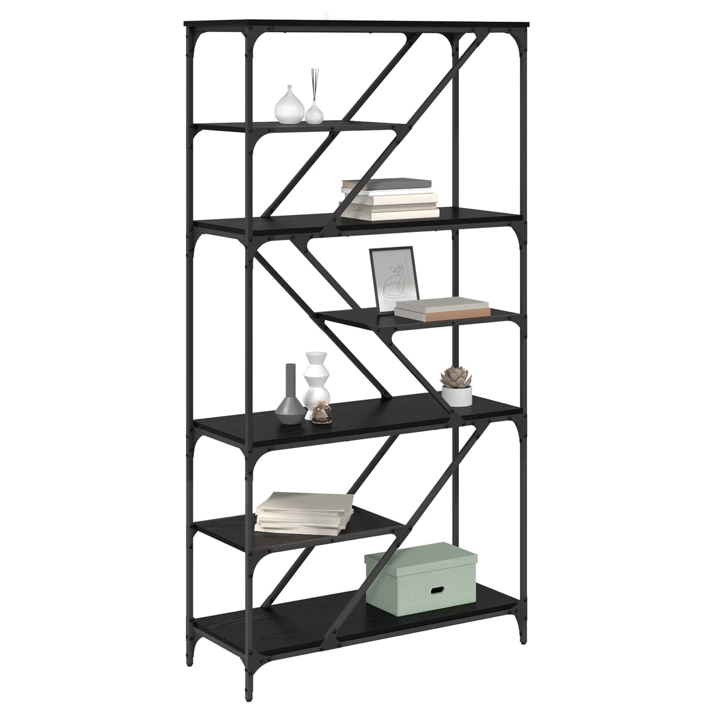 Bogreol Sort eg 91 x 36 x 176 cm Konstrueret træ
