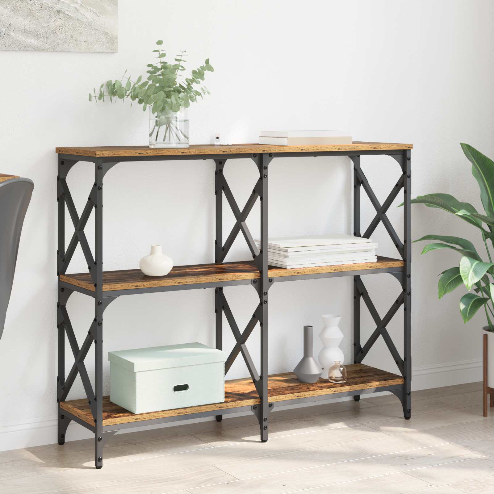 Konsolbord Gammelt træ 100 x 28 x 80,5 cm Konstrueret træ billede