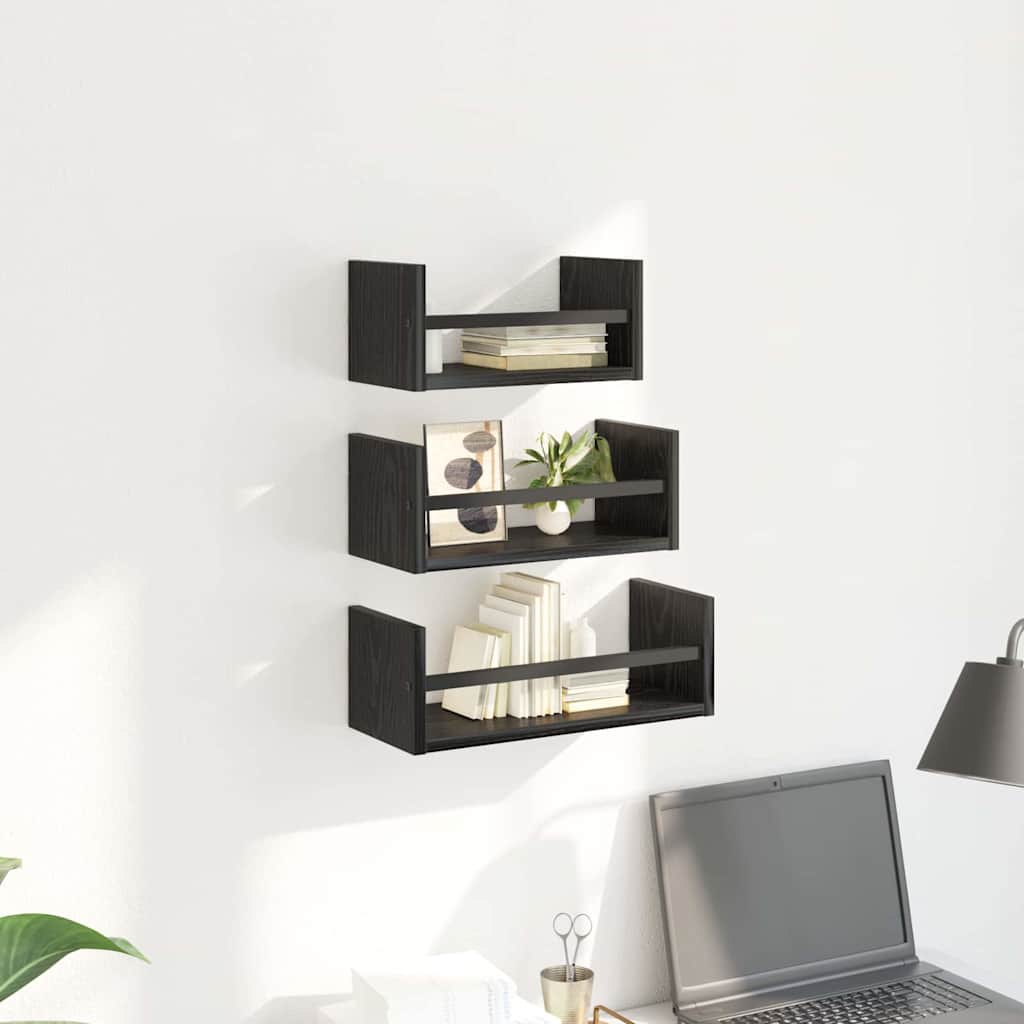 Væghyldesæt 3 stk. Sort eg 40x16x14cm Konstrueret træ