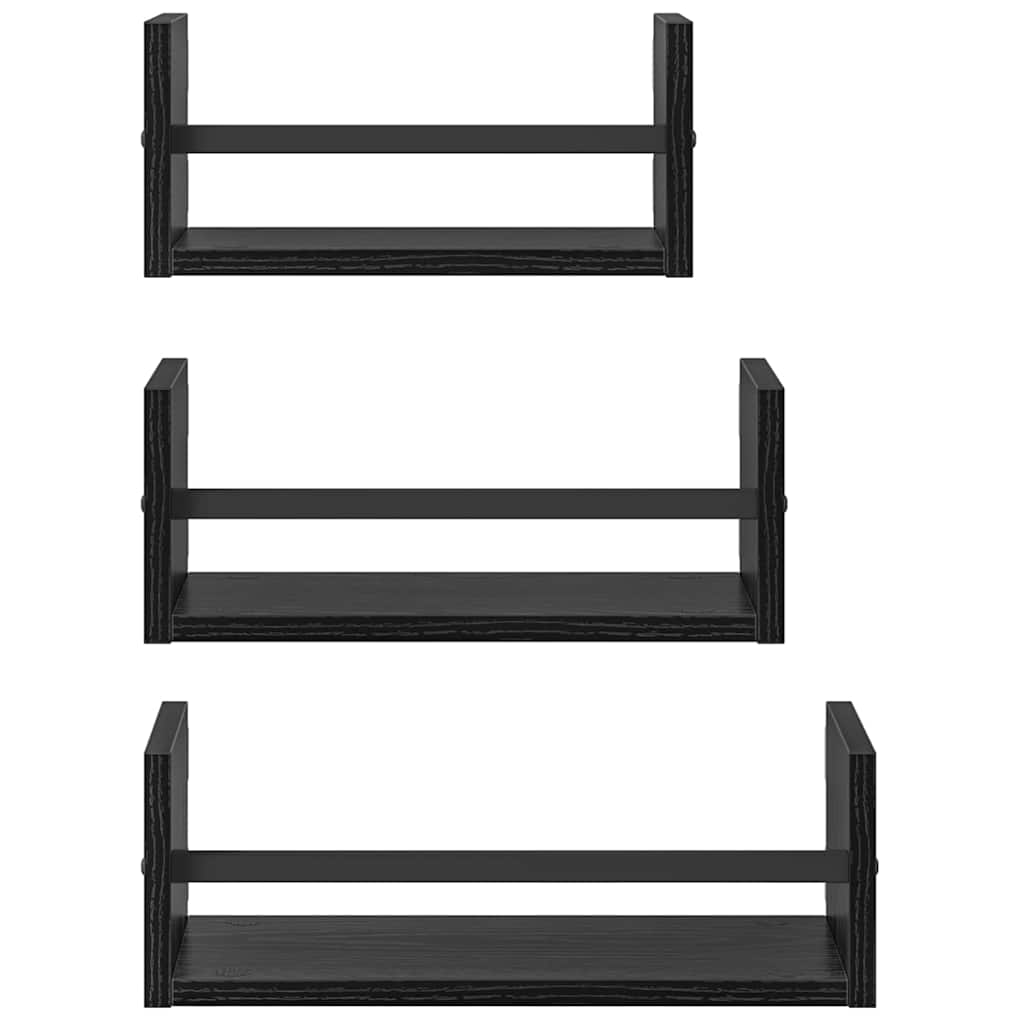 Væghyldesæt 3 stk. Sort eg 40x16x14cm Konstrueret træ