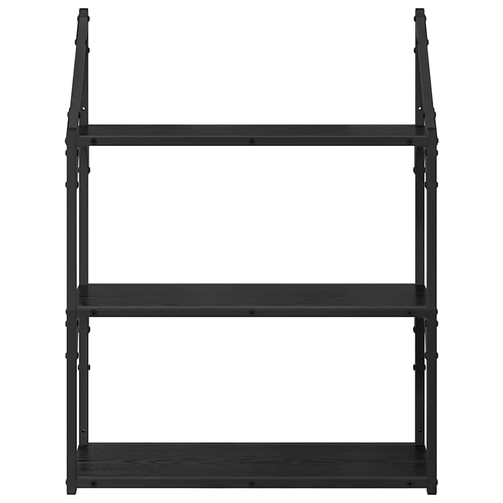 Væghylde Vægmonteret Sort eg 60 x 21 x 78,5 cm Konstrueret træ