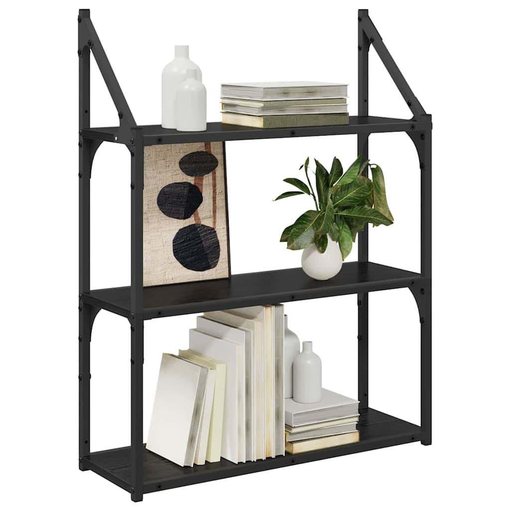 Væghylde Vægmonteret Sort eg 60 x 21 x 78,5 cm Konstrueret træ