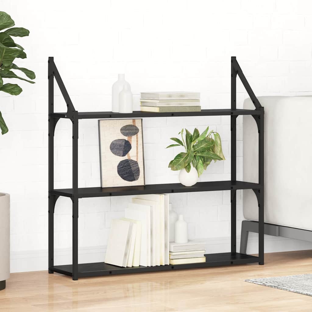 Væghylde Vægmonteret Sort eg 80 x 21 x 78,5 cm Konstrueret træ