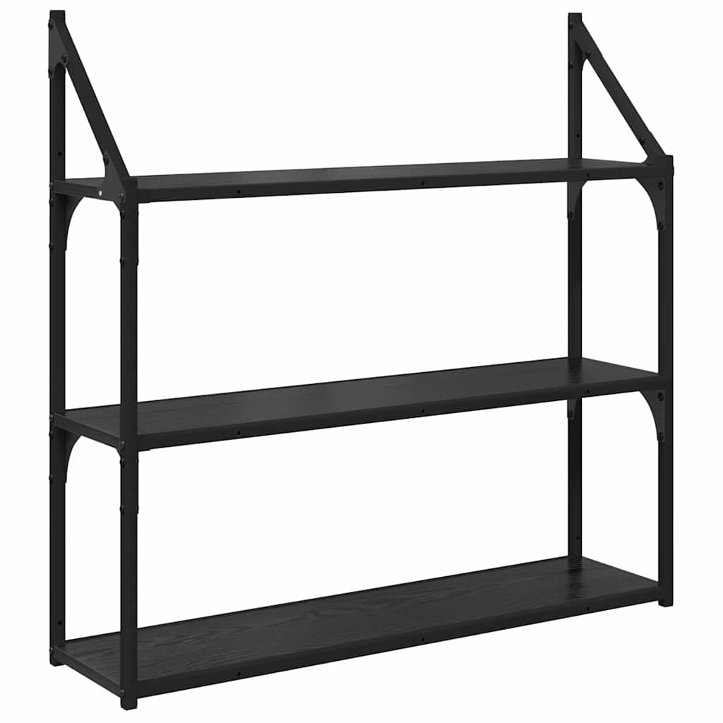Væghylde Vægmonteret Sort eg 80 x 21 x 78,5 cm Konstrueret træ
