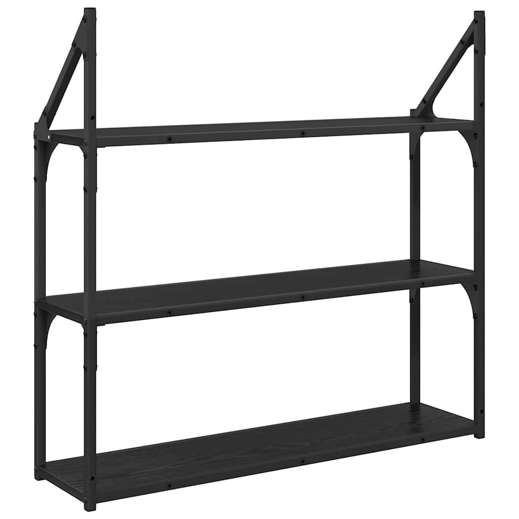 Væghylde Vægmonteret Sort eg 80 x 21 x 78,5 cm Konstrueret træ