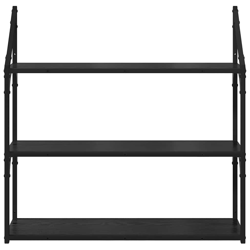 Væghylde Vægmonteret Sort eg 80 x 21 x 78,5 cm Konstrueret træ