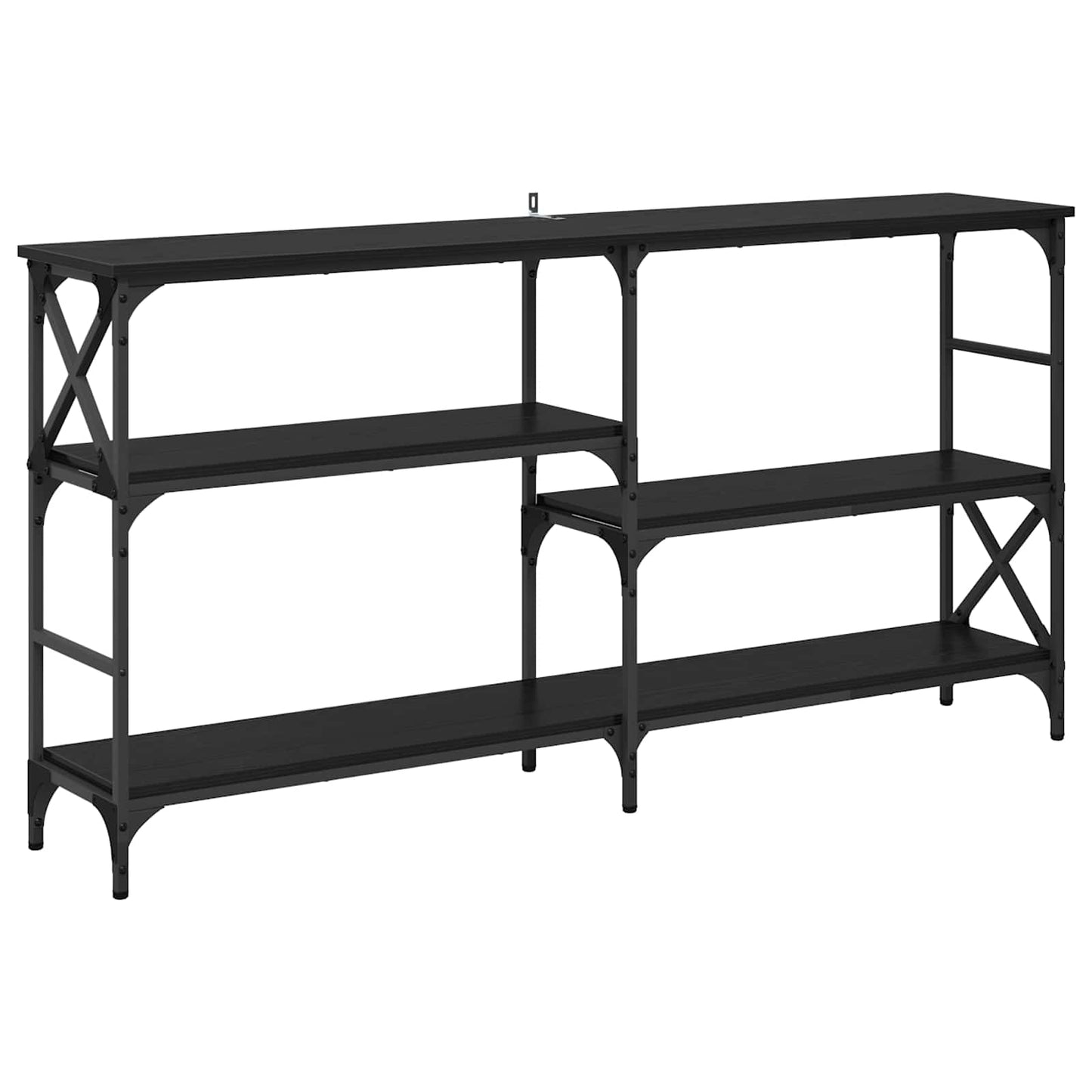 Konsolbord med hylde Sort eg 150 x 29 x 76,5 cm Konstrueret træ