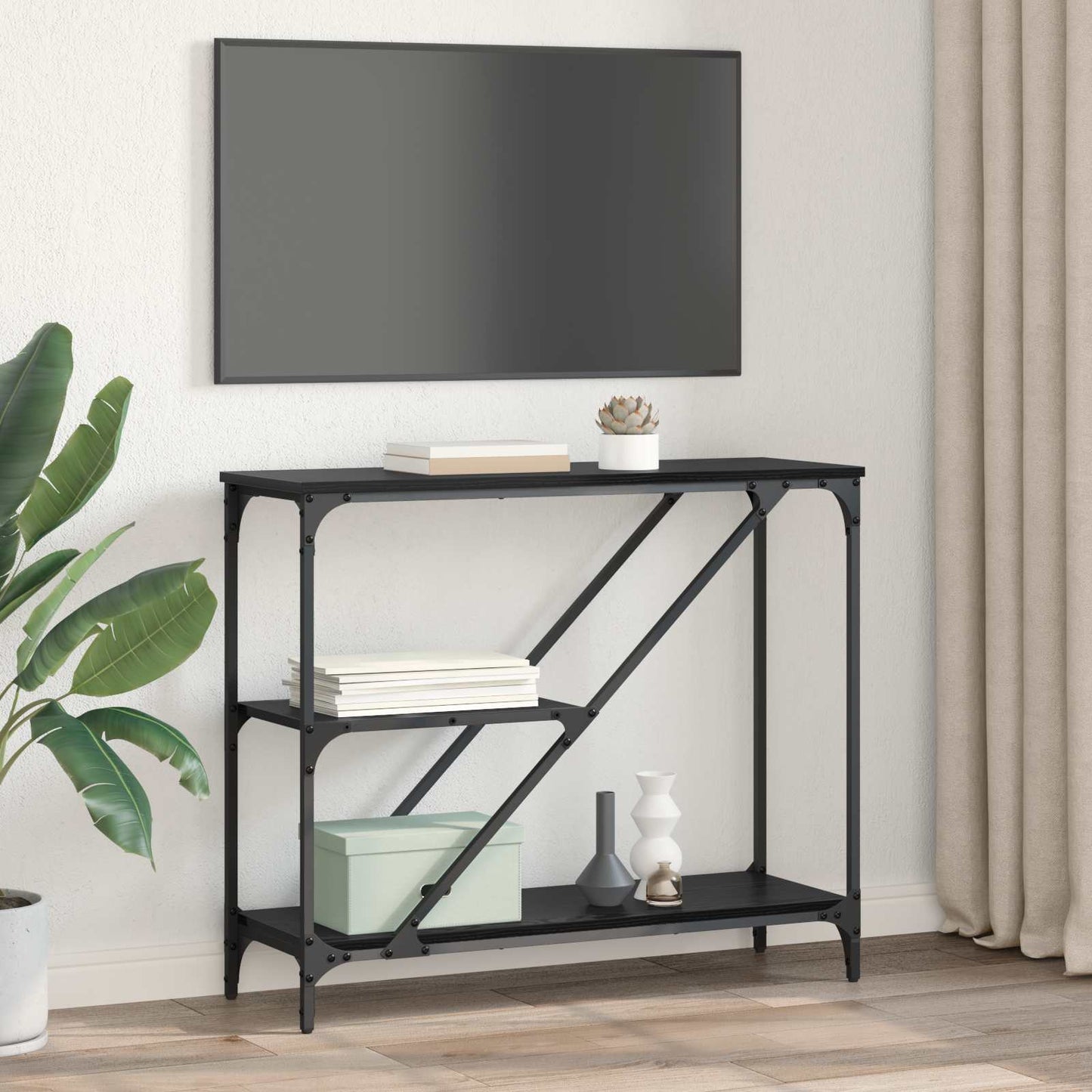 Konsolbord Sort eg 88,5 x 30 x 75 cm Konstrueret træ
