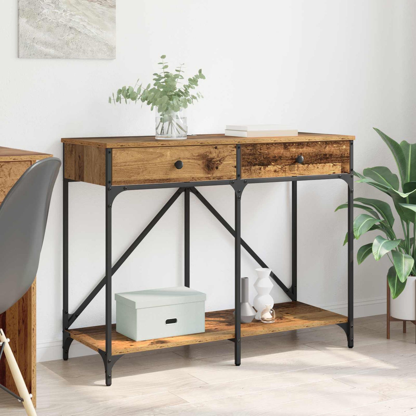 Konsolbord Gammelt træ 100 x 39 x 78,5 cm Konstrueret træ