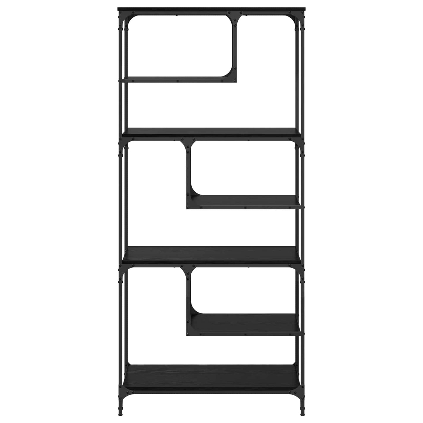 Bogreol 6 niveauer 81 x 36 x 176 cm Konstrueret træ Sort eg