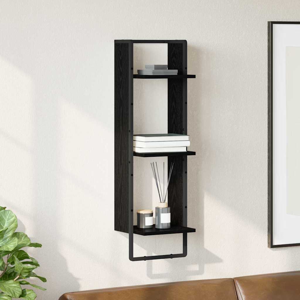 Væghylde Vægmonteret Sort eg 30 x 25 x 100 cm Konstrueret træ