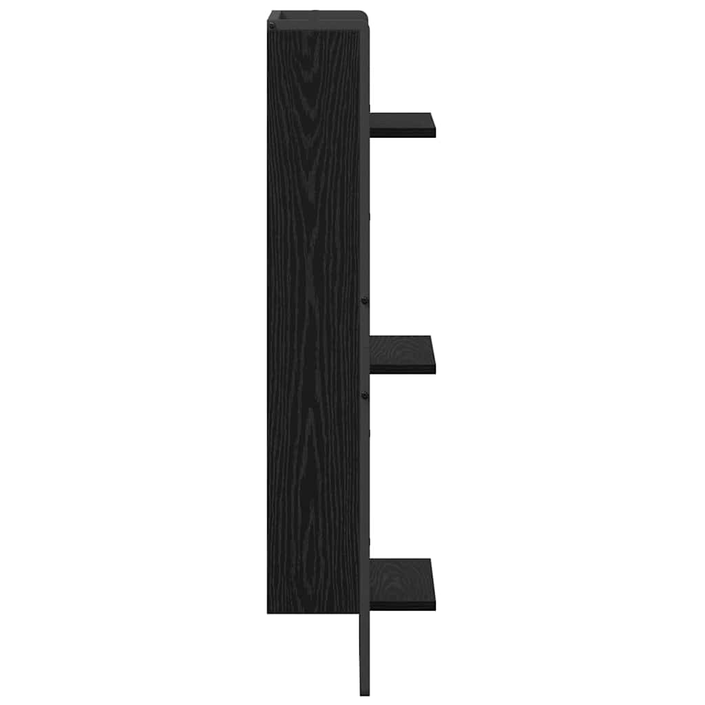 Væghylde Vægmonteret Sort eg 30 x 25 x 100 cm Konstrueret træ