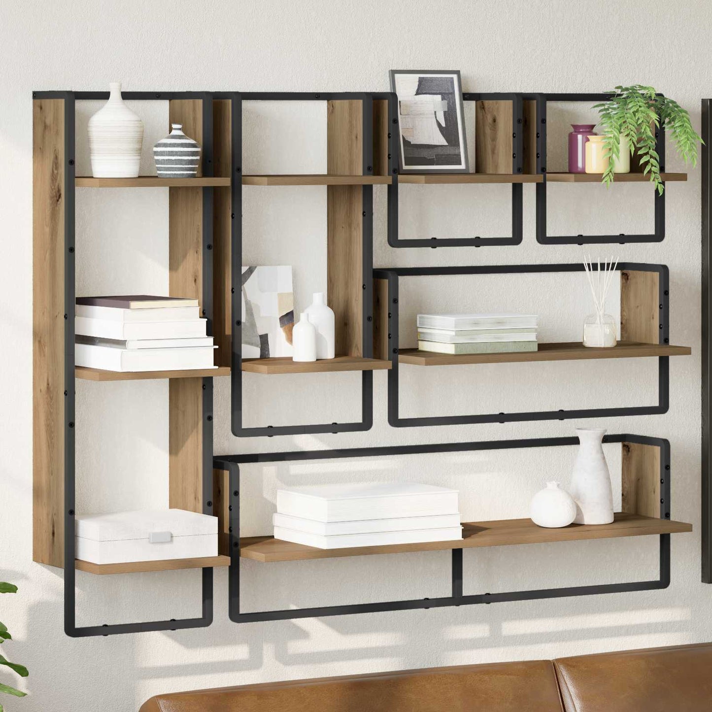 Væghyldesæt Vægmonteret 6 pcs Artisan Egetræ 100 x 25 x 30 cm
