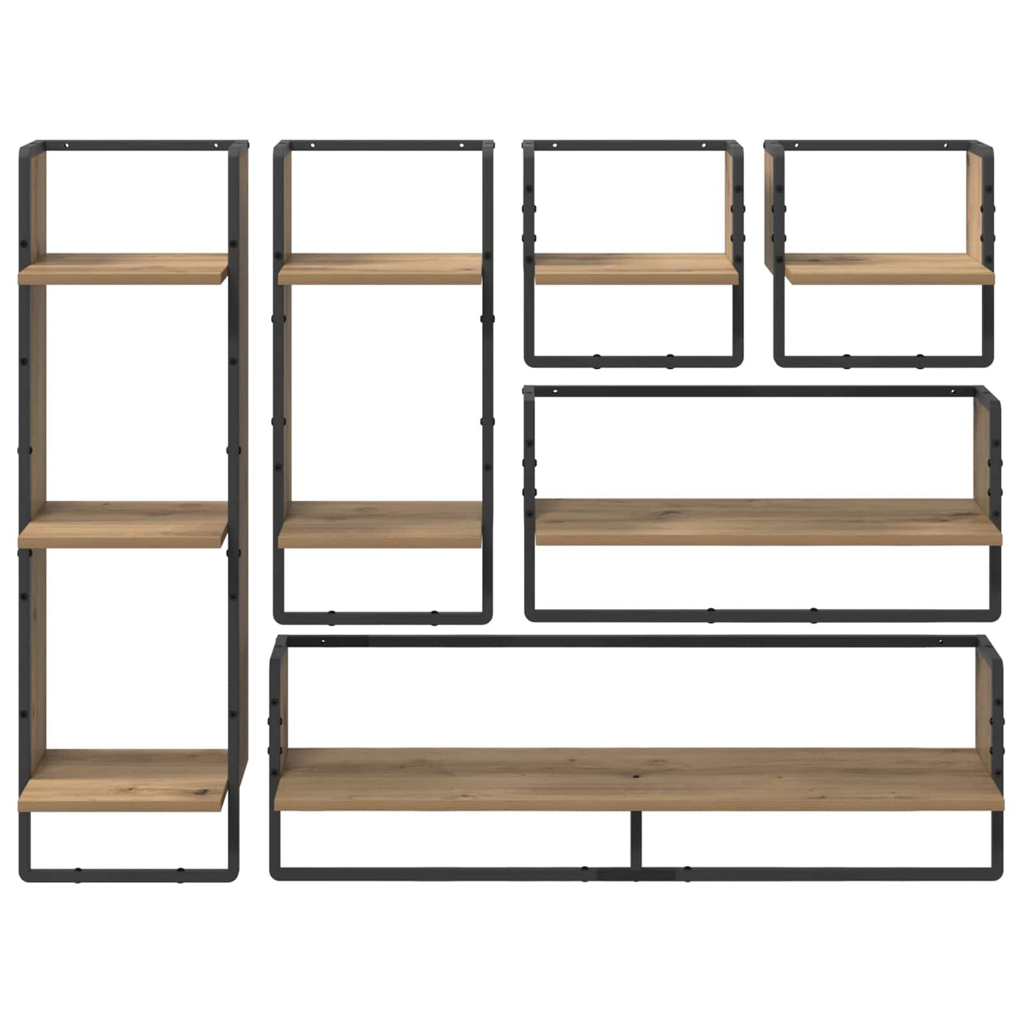 Væghyldesæt Vægmonteret 6 pcs Artisan Egetræ 100 x 25 x 30 cm