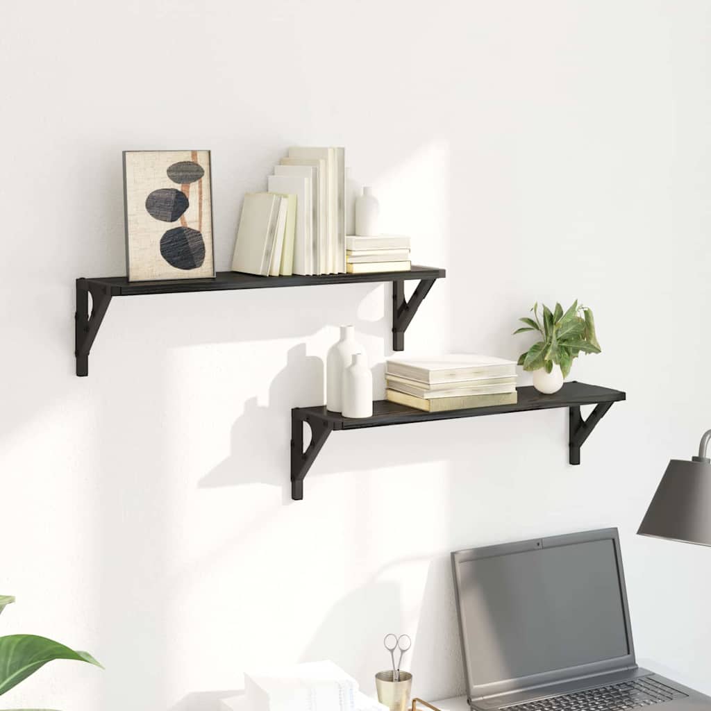 Væghylder 2 pcs Sort eg 60 x 15 x 15,5 cm Konstrueret træ