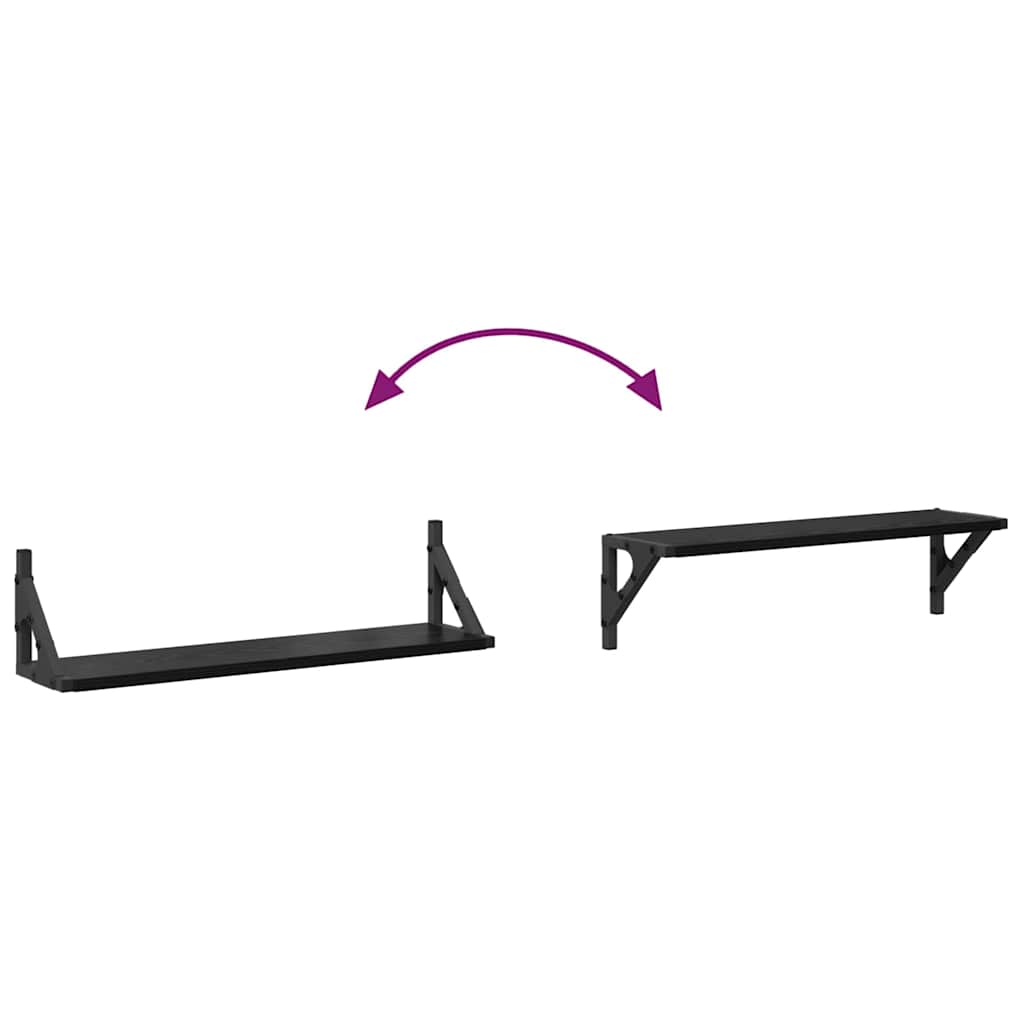 Væghylder 2 pcs Sort eg 60 x 15 x 15,5 cm Konstrueret træ