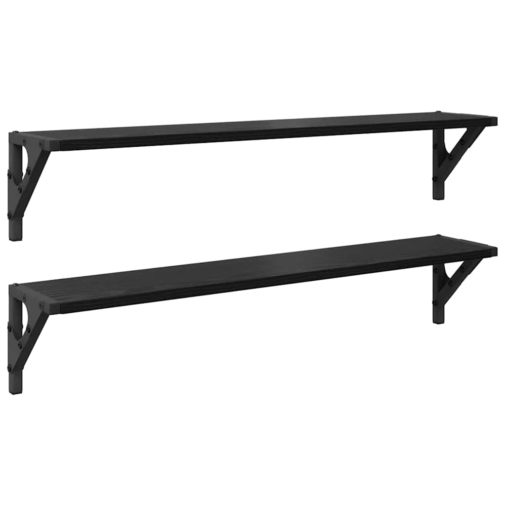 Væghylder 2 pcs Sort eg 80 x 15 x 15,5 cm Konstrueret træ