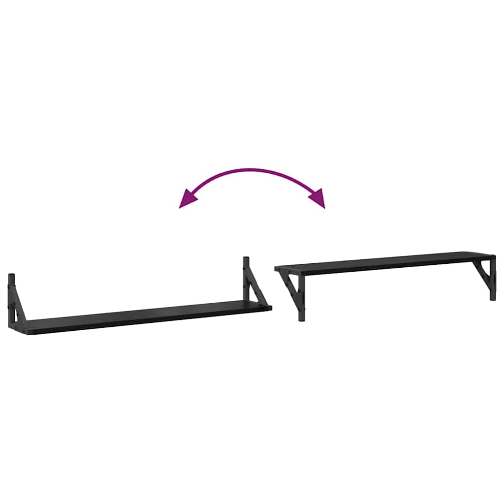 Væghylder 2 pcs Sort eg 80 x 15 x 15,5 cm Konstrueret træ