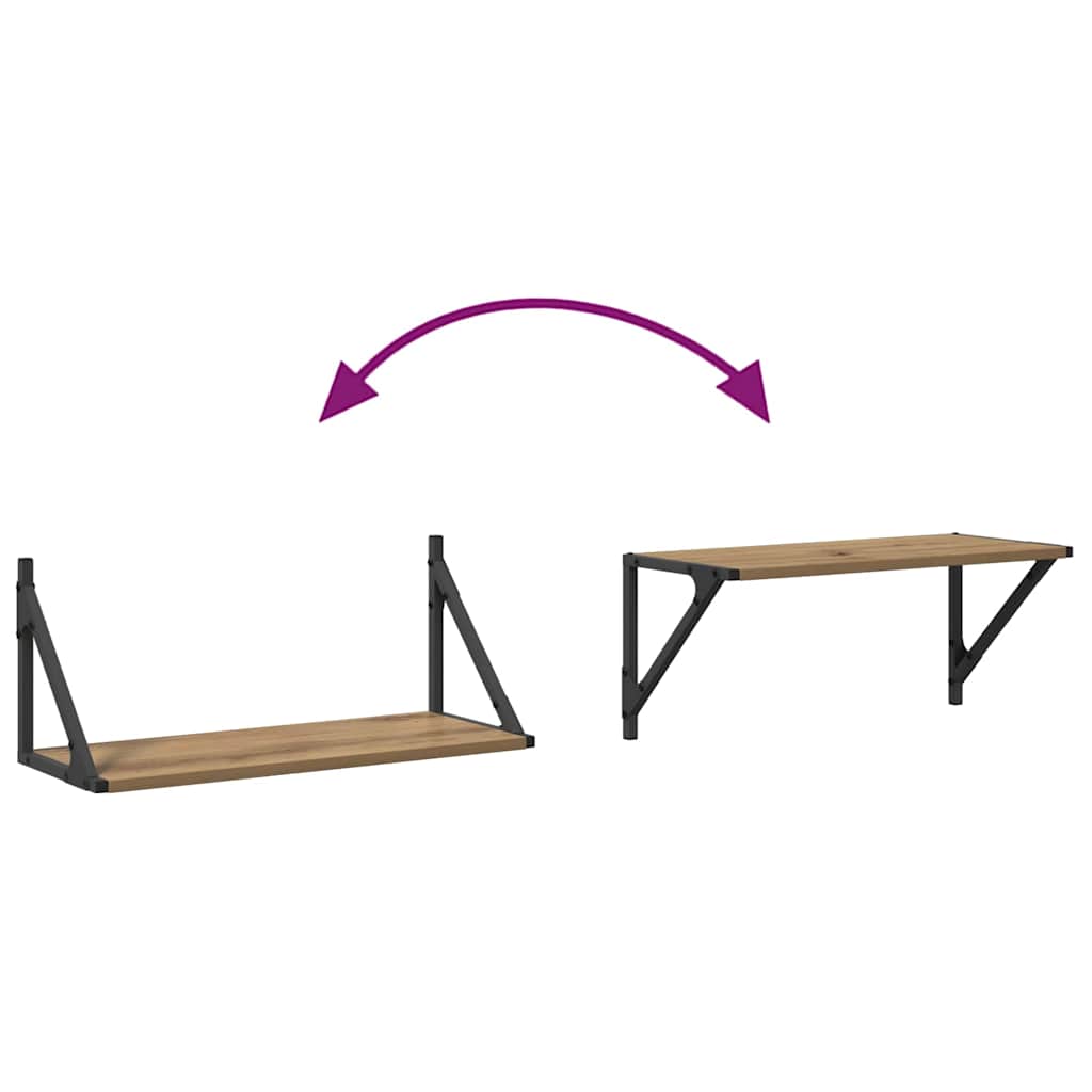 Væghylder Vægmonteret 2 pcs Artisan Egetræ 60 x 25 x 25,5 cm