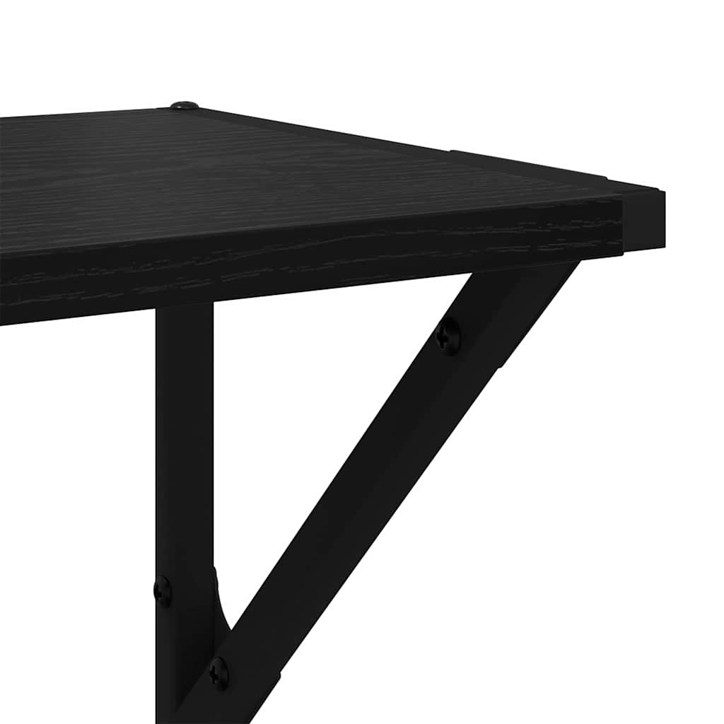 Væghylder 2 pcs Sort eg 60 x 25 x 25,5 cm Konstrueret træ