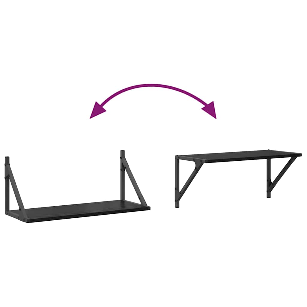 Væghylder 2 pcs Sort eg 60 x 25 x 25,5 cm Konstrueret træ