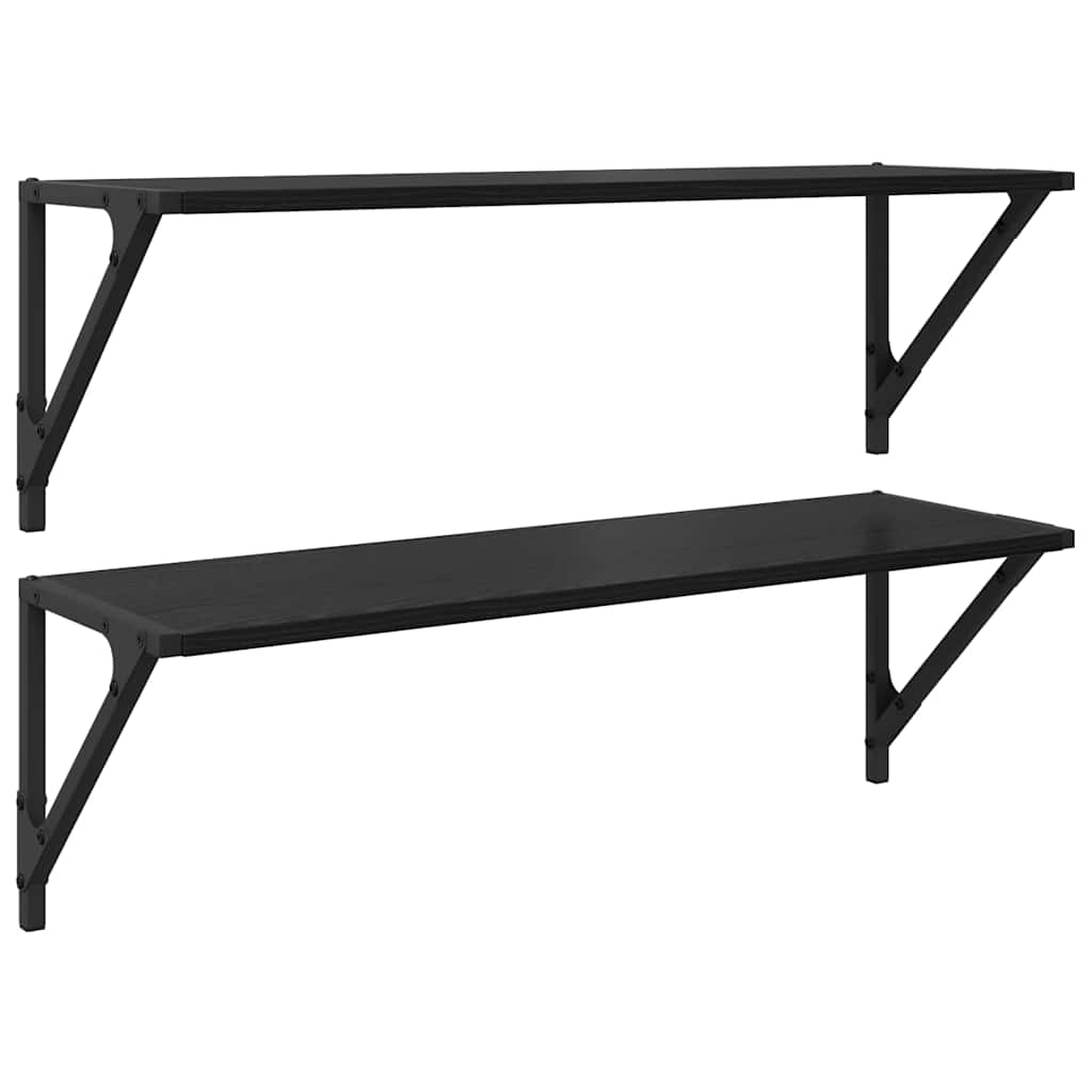 Væghylder 2 pcs Sort eg 80 x 25 x 25,5 cm Konstrueret træ