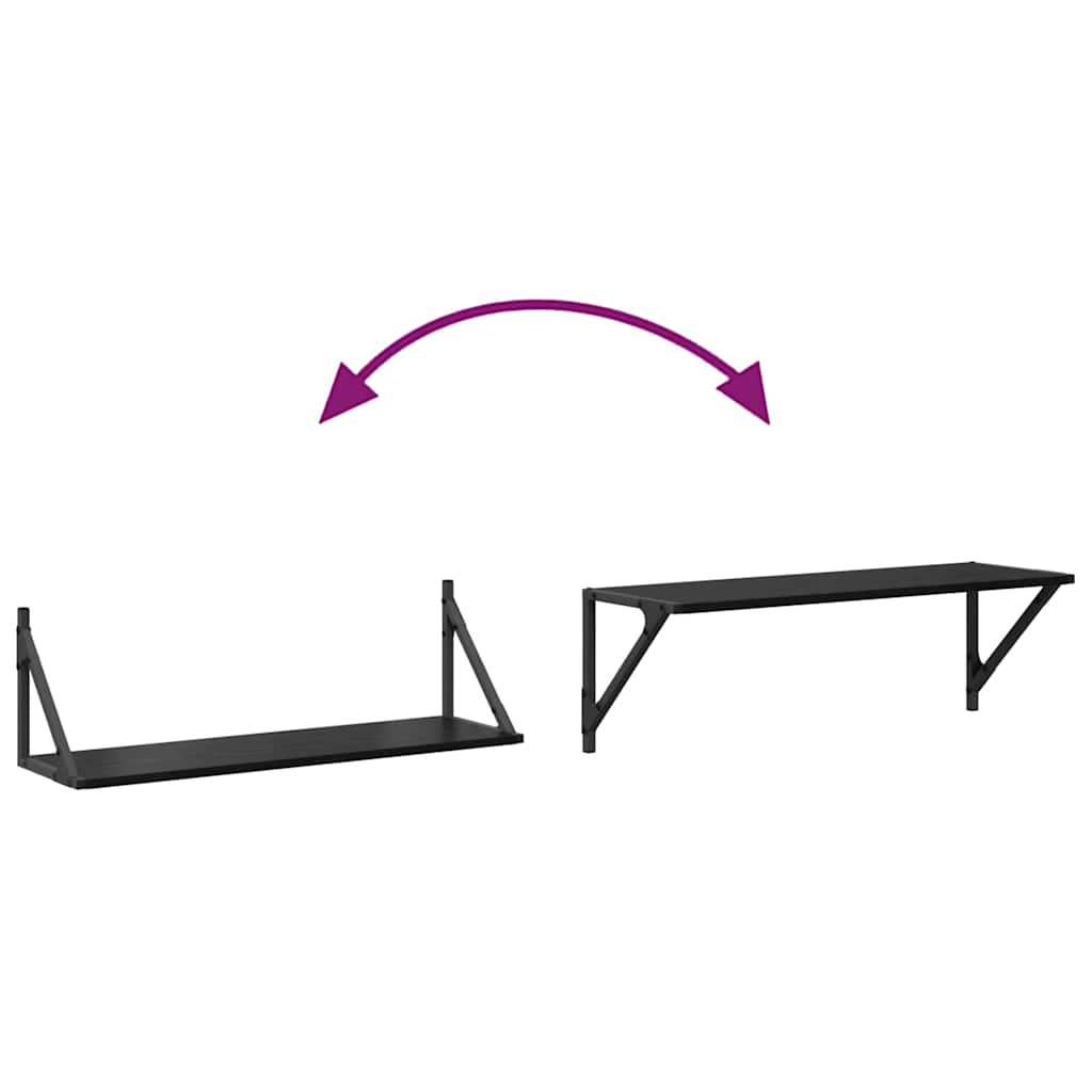 Væghylder 2 pcs Sort eg 80 x 25 x 25,5 cm Konstrueret træ