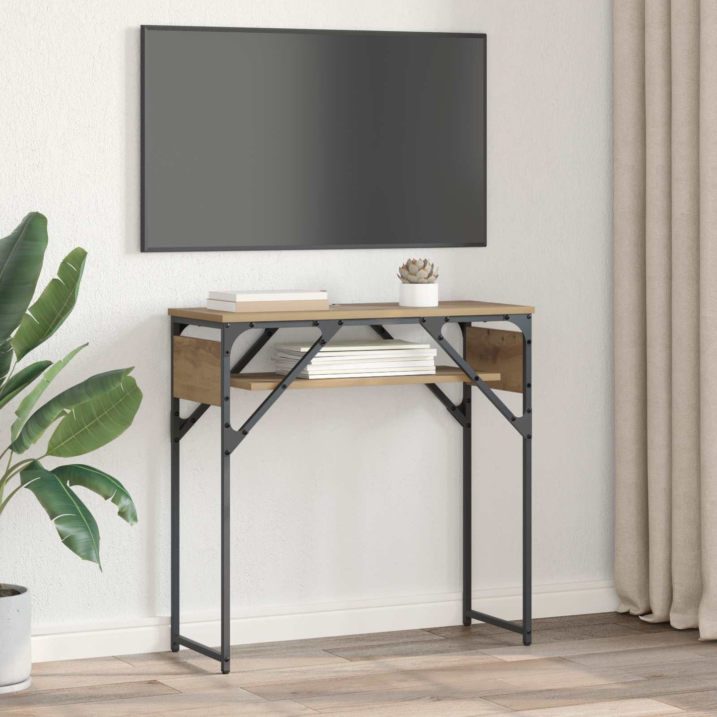 Konsolbord Artisan Egetræ Konstrueret træ 75x30x75cm