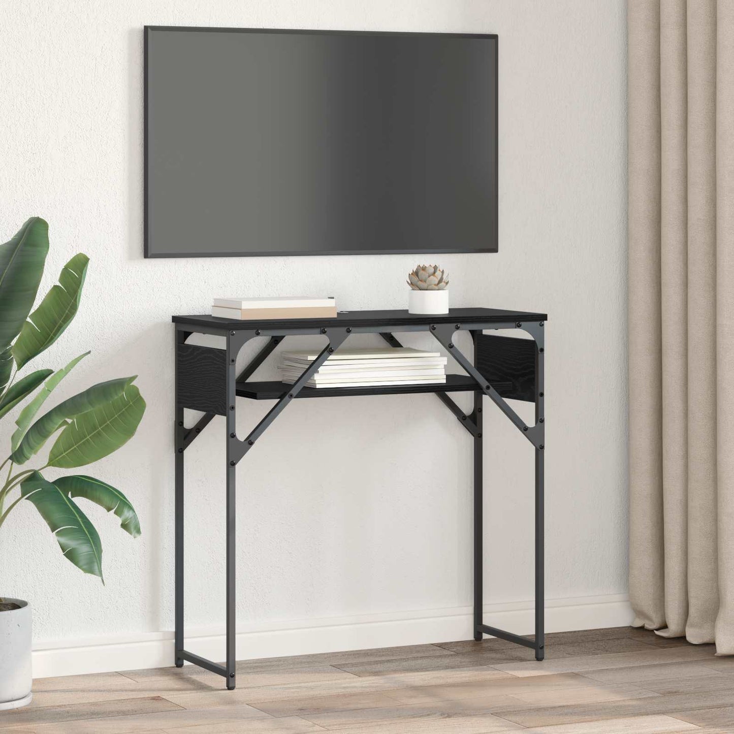 Konsolbord Sort eg 75x30x75cm Konstrueret træ