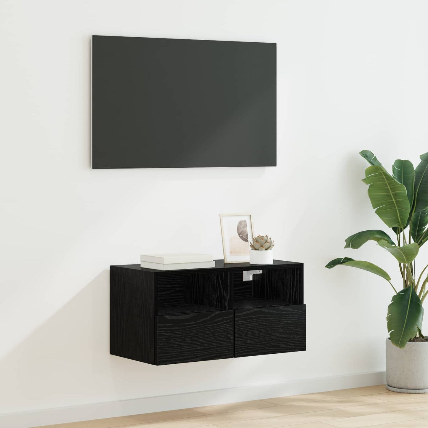TV vægskab 60 x 30 x 30 cm Sort eg Konstrueret træ