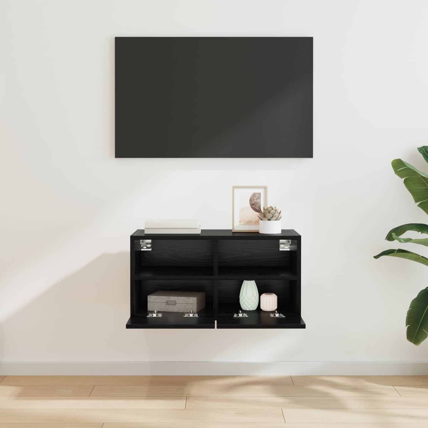 TV vægskab 60 x 30 x 30 cm Sort eg Konstrueret træ