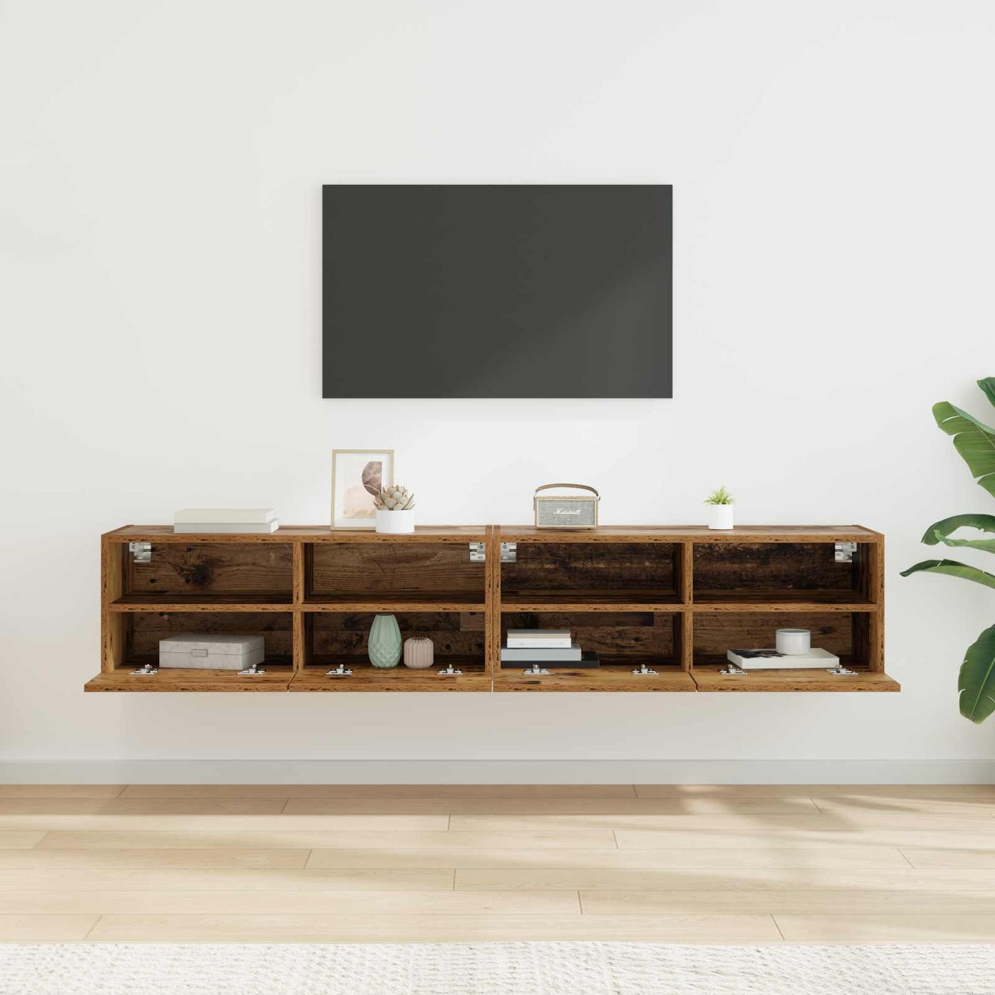 TV Væghylder 2 pcs Gammelt træ 80 x 30 x 30 cm Konstrueret træ