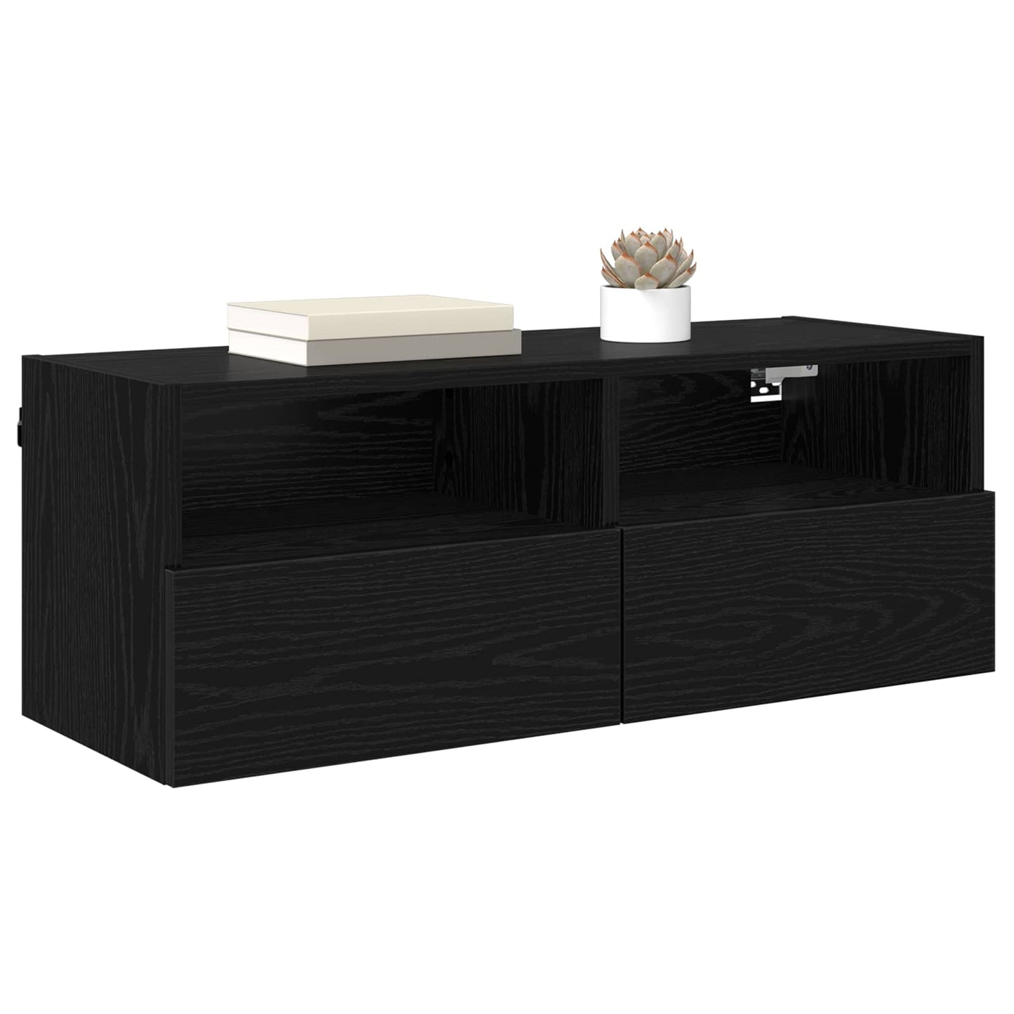 TV vægskab 80 x 30 x 30 cm Sort eg Konstrueret træ
