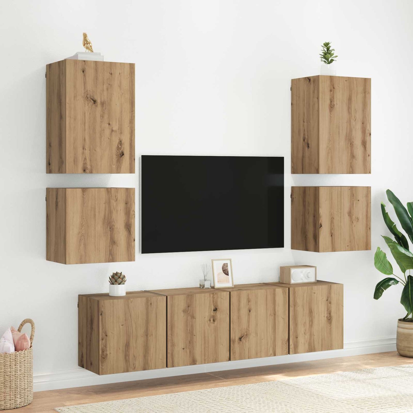 TV Væghylder 2 pcs Artisan Egetræ Konstrueret træ