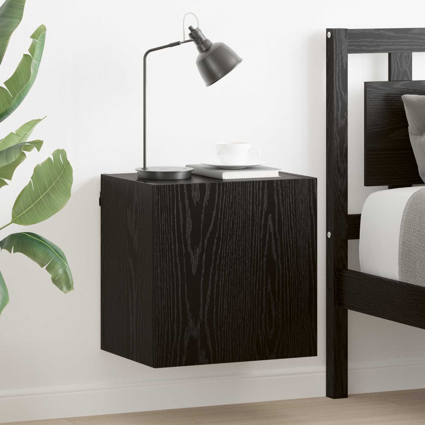 TV Væghylder 2 pcs Sort eg 40,5x30x40cm Konstrueret træ