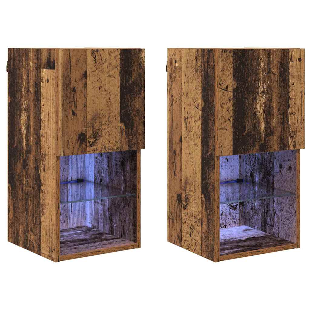 Væghængte TV skabe med LED 2 pcs Gammelt træ 30,5 x 30 x 60 cm