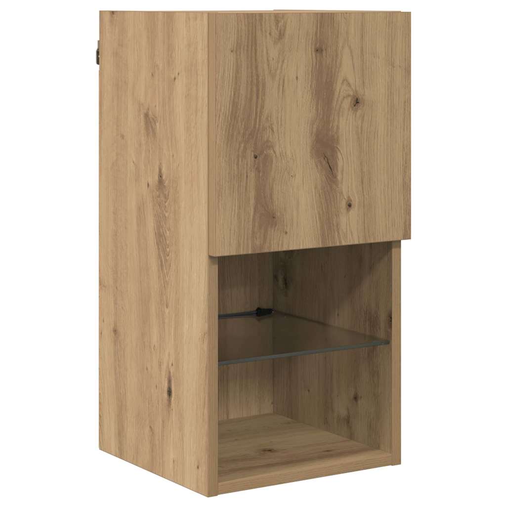 Væghængt TV Skab med LED Artisan Egetræ 30,5 x 30 x 60 cm