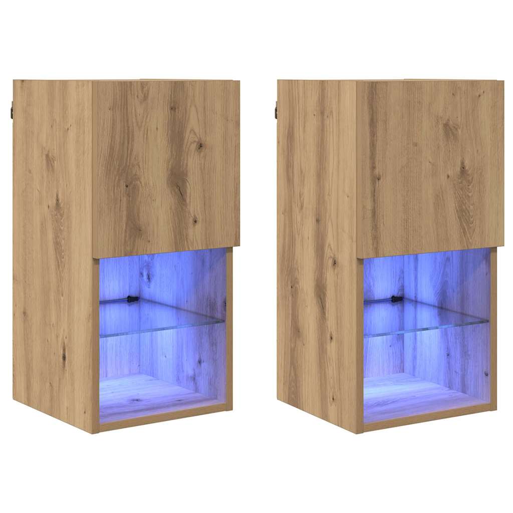 Væghængte TV skabe 2 pcs Artisan Egetræ 30,5 x 30 x 60 cm