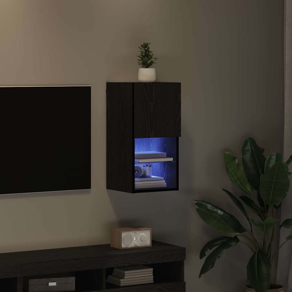 Væghængt TV Skab Sort eg 30,5 x 30 x 60 cm Konstrueret træ