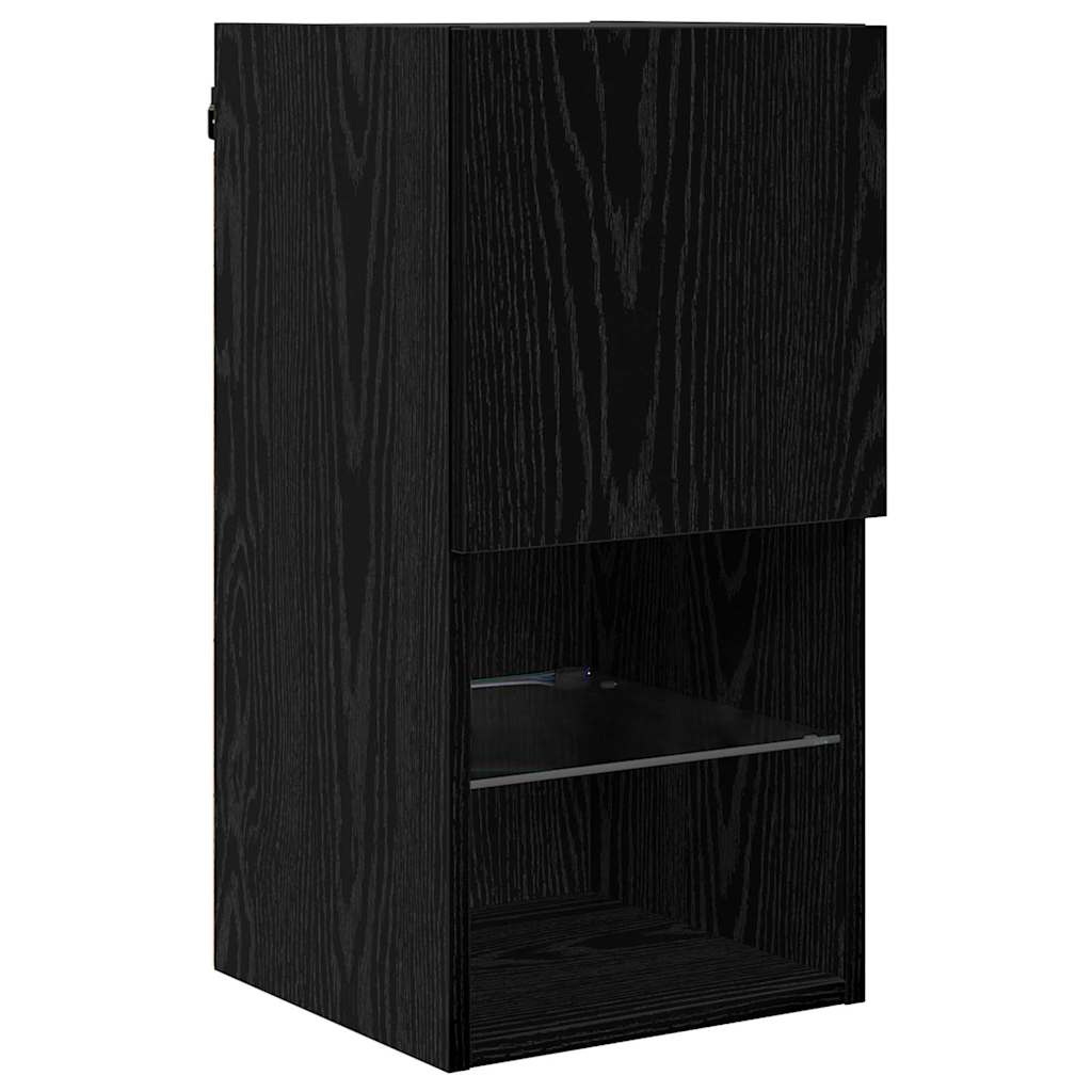 Væghængte TV skabe med LED 2 pcs Sort eg 30,5 x 30 x 60 cm