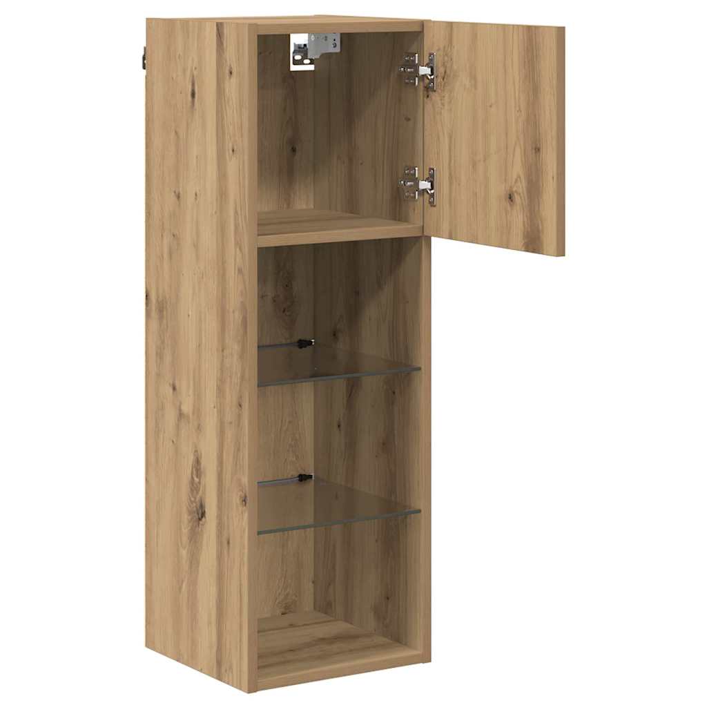 Væghængt TV Skab med LED Artisan Egetræ 30,5 x 30 x 90 cm