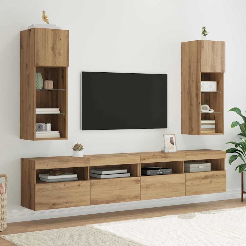 Væghængte TV skabe 2 pcs Artisan Egetræ 30,5 x 30 x 90 cm
