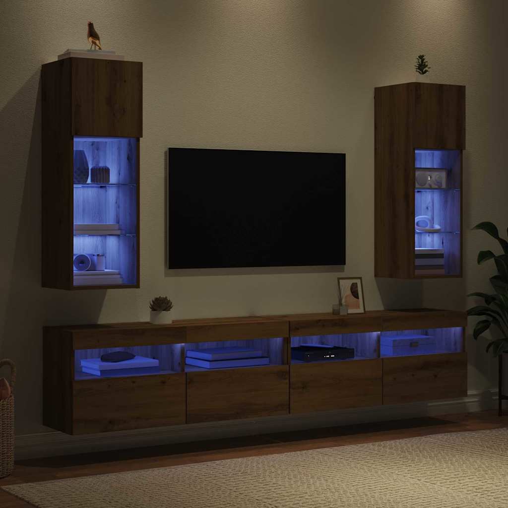 Væghængte TV skabe 2 pcs Artisan Egetræ 30,5 x 30 x 90 cm
