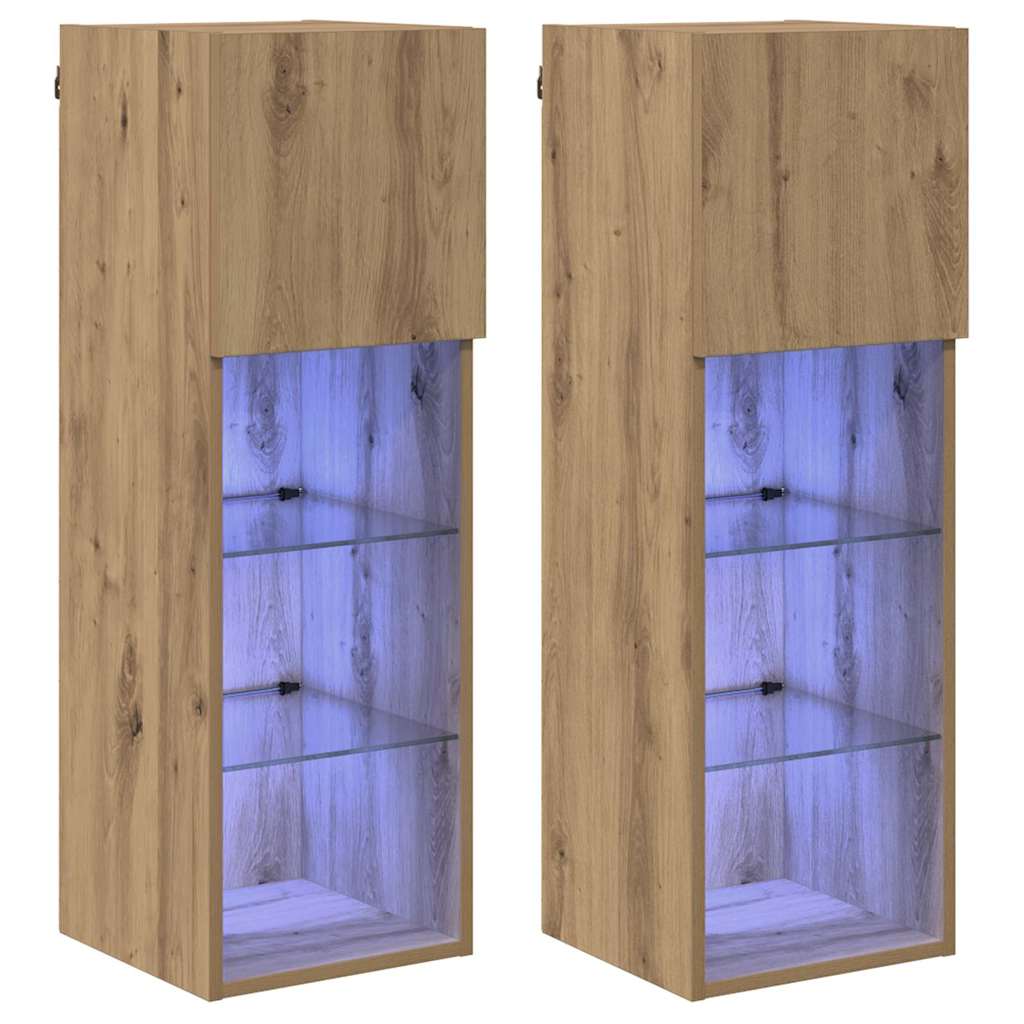 Væghængte TV skabe 2 pcs Artisan Egetræ 30,5 x 30 x 90 cm