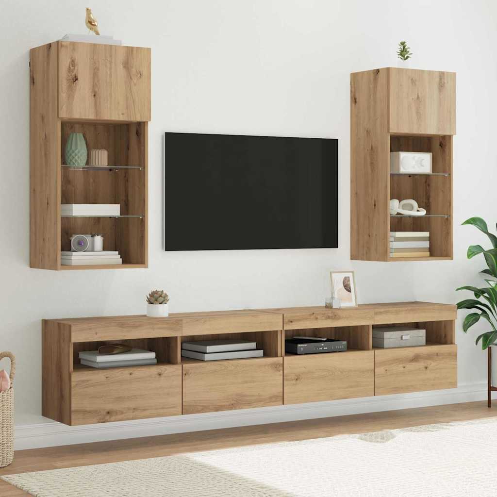 Væghængte TV skabe 2 pcs Artisan Egetræ 40,5 x 30 x 90 cm