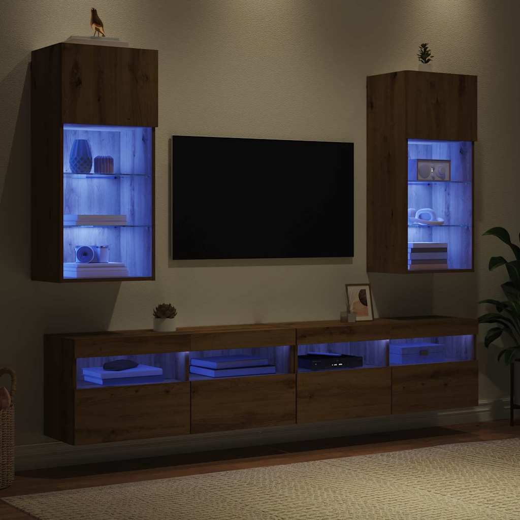 Væghængte TV skabe 2 pcs Artisan Egetræ 40,5 x 30 x 90 cm
